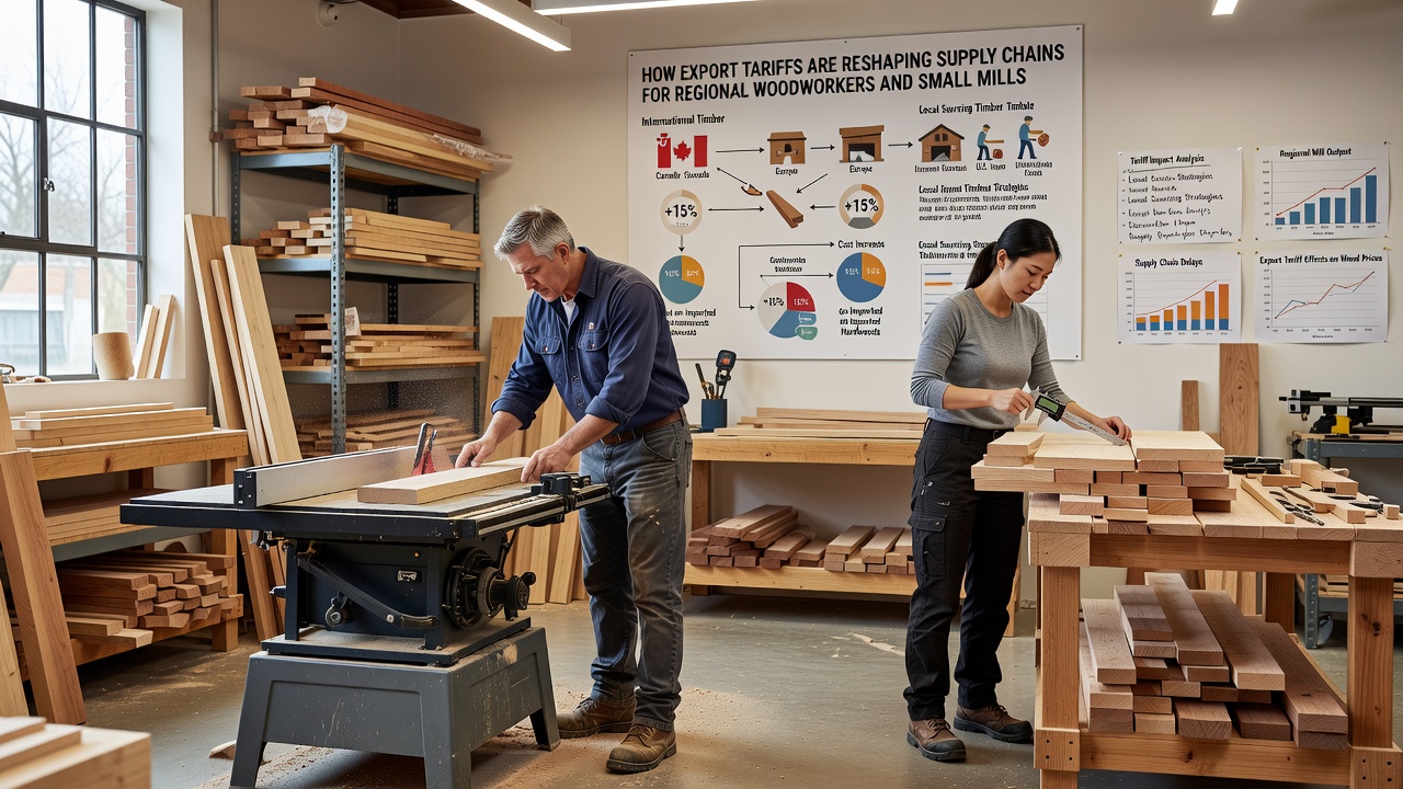 Small mill workers organizing lumber inventory under new supply chain protocols